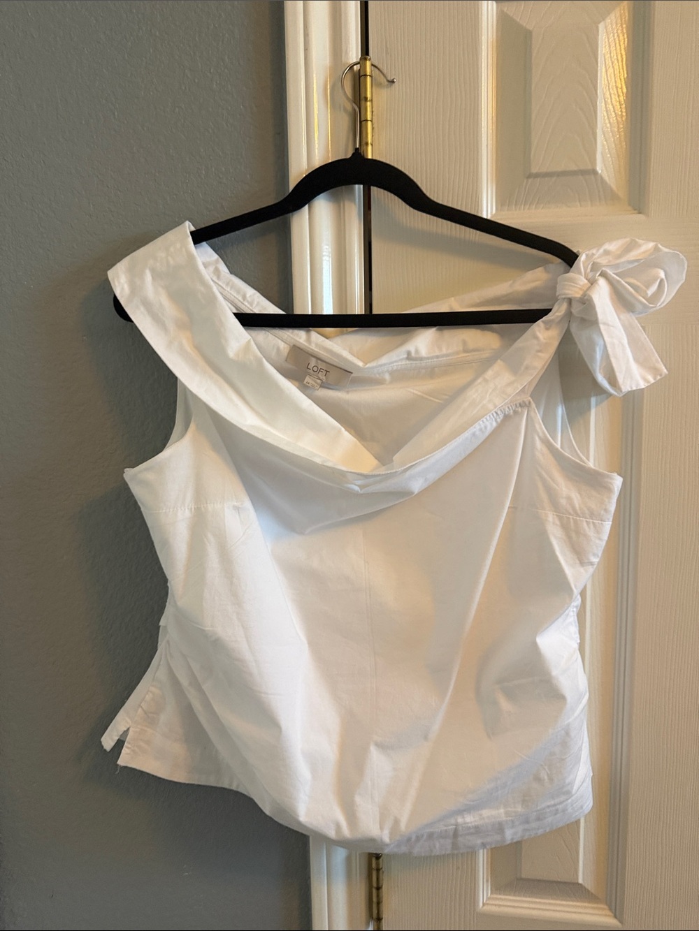 LOFT White One-Shoulder Tie-Detail Camisole